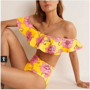Boden size 6 floral‎ high waisted 2 piece women's bathing suit NEW